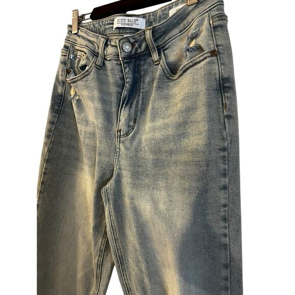 Judy Blue Women’s Destroyed Straight Fit Slit Hem Jeans Size 28 High Rise - Picture 5 of 9